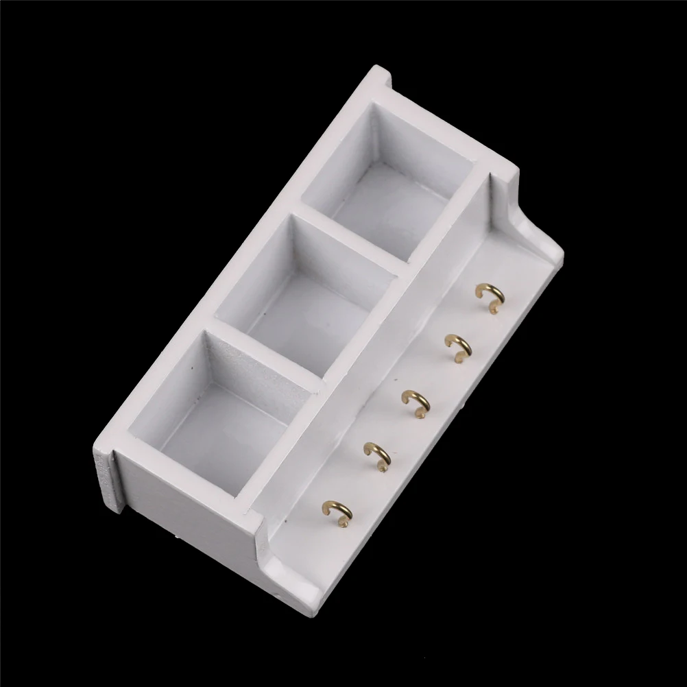 

1:12 Kitchen Wood Wall Rack Shelf With Hook White Room Decor Dollhouse Miniature