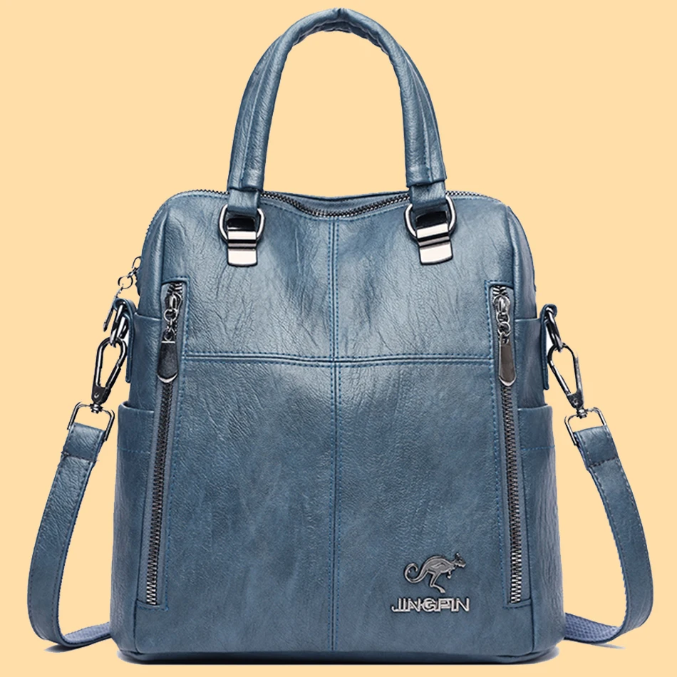 

Back Pack Soft Leather Women Backpack Female Shoulder Bags for Women 2021 Travel Backpack Mochila School Bags for Teenage Girls