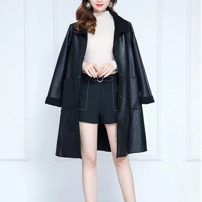 Осенне-зимняя женская кожаная куртка новинка 2021 модная средней длины из