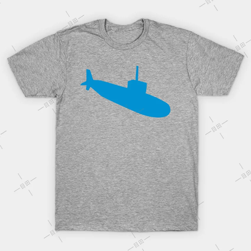 Blue Submarine Silhouette T-Shirt Tee graphics toys toy submarines submarine blue sea ocean underwater vehicle | Мужская одежда