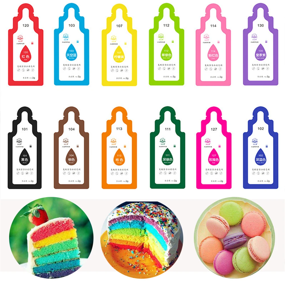 

12Pcs Edible Food Pigment Coloring Healthy Safe Fondant Cake Decorating Tools Cream Cake Food Color Pigment Pastry Tools