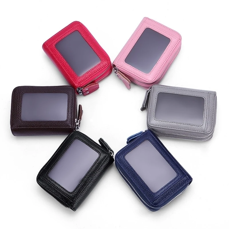 Хит продаж первый слой кожаная сумка для карт модная мужская и женская двойная