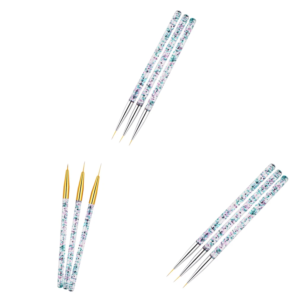 9x Super Fine 7/9/14mm Nail Art Brush Set for Striping Blending Tiny Details | Красота и здоровье