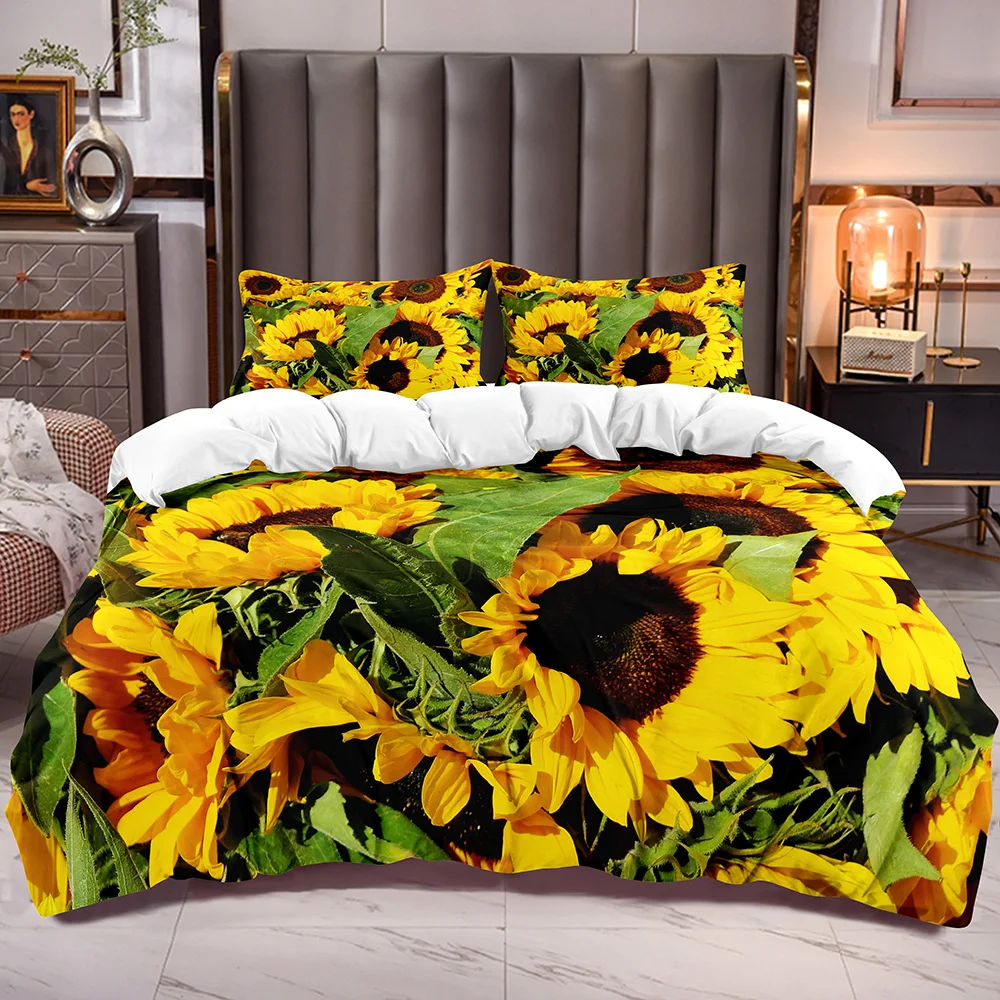 

Sunflowers Duvet Cover Floral Comforter Cover with Flowers Theme Bedding Quilt Cover Sets with Zipper
