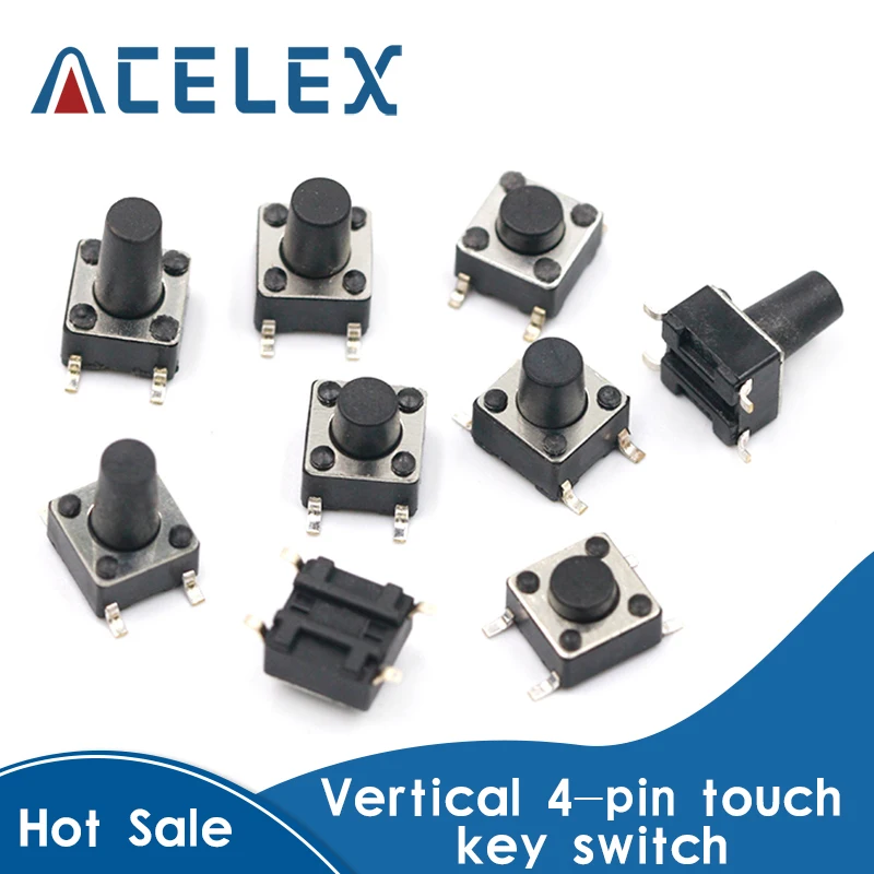 20 шт. SMD 4PIN 6x6x4. Микро 3/5/6/7/8/9/10 мм тактовый переключатель 4 3 а 50 в кнопочные