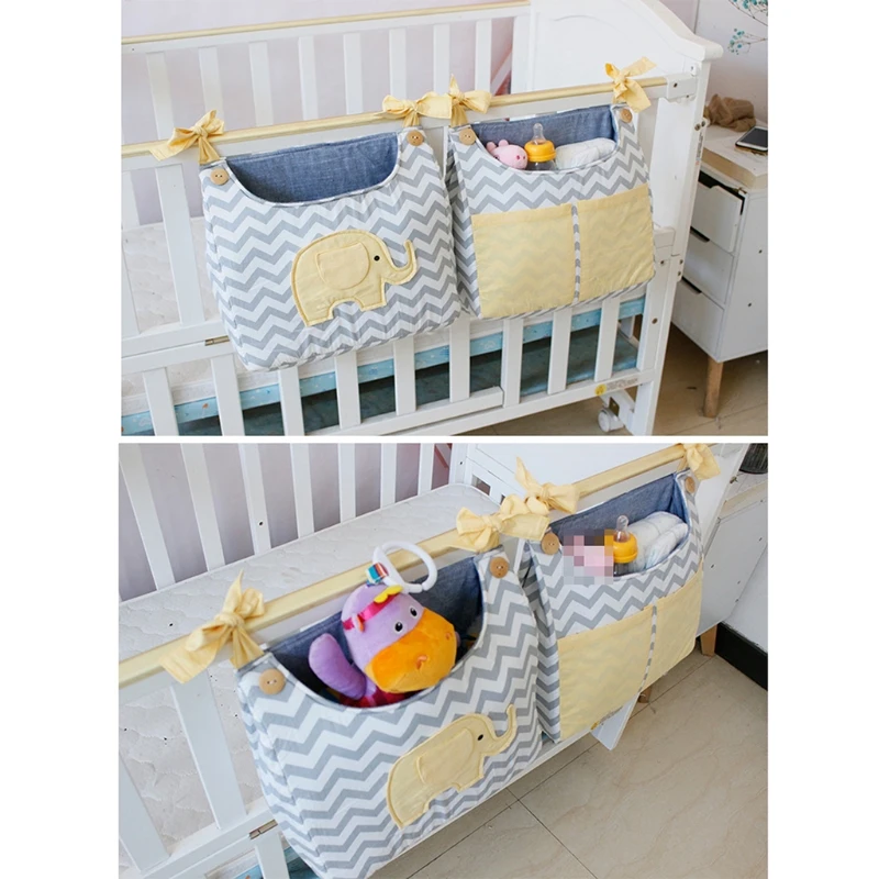 

2 Pcs Baby Crib Storage Bag Lace-up Hanging Organizer Cot Care Essentials Diaper Pocket Pouch