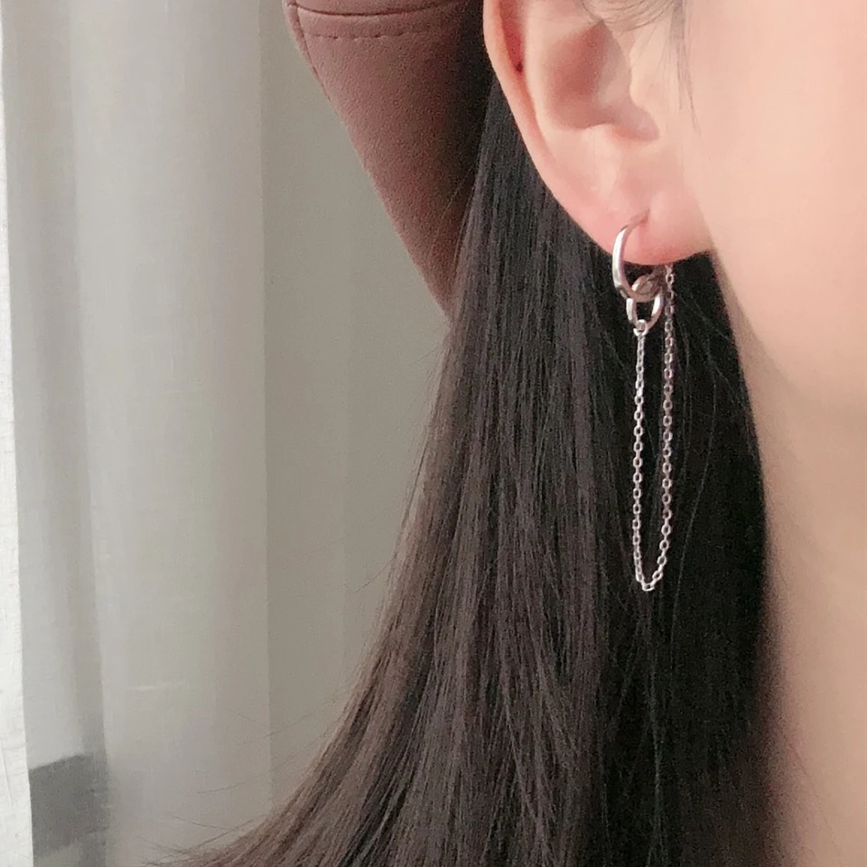 Серьги из стерлингового серебра 925 пробы модные длинные серьги цепочки с узким
