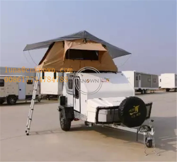 Customized Fiberglass Mini Off Road Teardrop Caravan Camper Trailer for sale with Integrated Fly above Canvas Roof | Бытовая техника