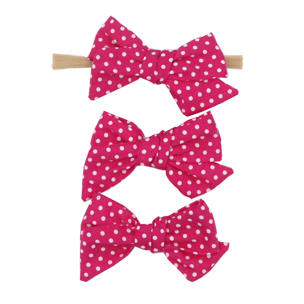 30 шт./лот в лоте новинка цветочный принт хлопок ткань банты для волос с тонкой