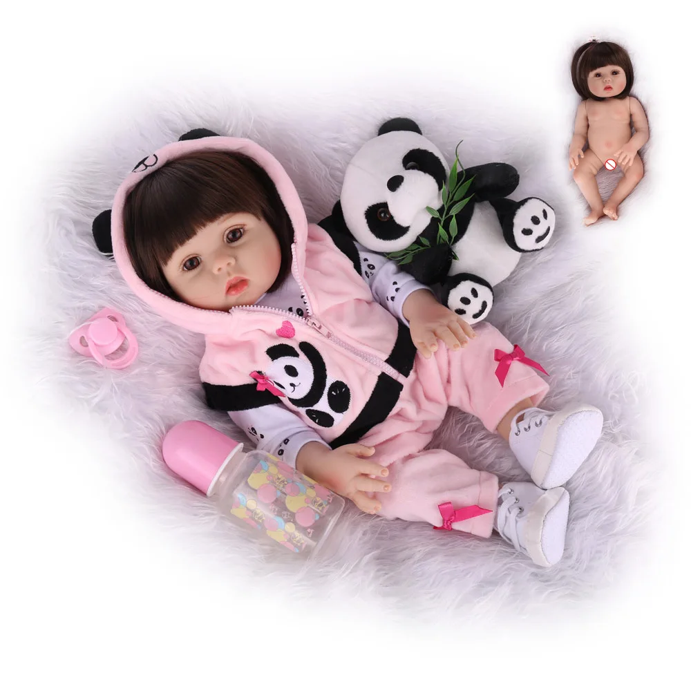 Blue eyes Full Soft silicone Reborn Baby Dolls 18 Inch 48cm Child Alive Play Toys Lifelike Toddler Girl Bath Playmate Kids Birthday Gifts - Цвет: Blue eyes