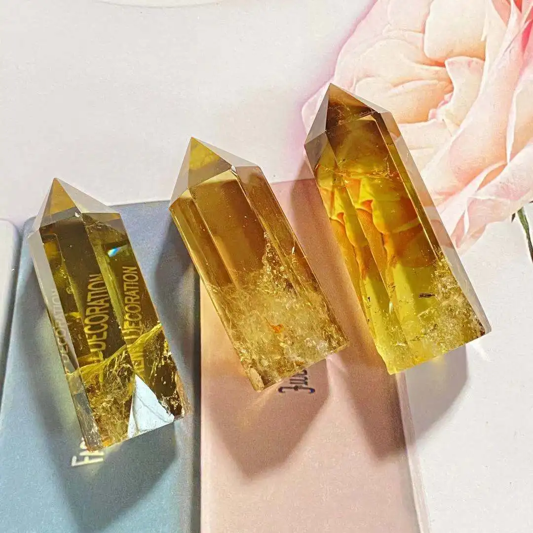 

Натуральный Копченый желтый кристалл кварца обелиск рейки Лечение 60-80 г