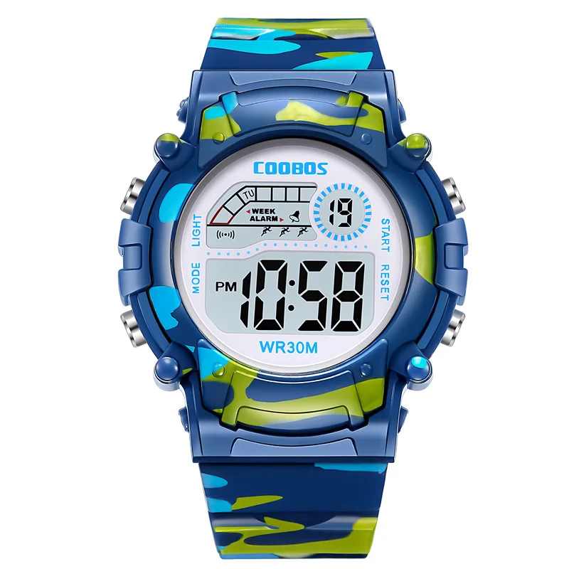 

2020 New Luminous Army Multifunctional Silicone Children's Sport Watch Digital for Boy and Girl etsb001