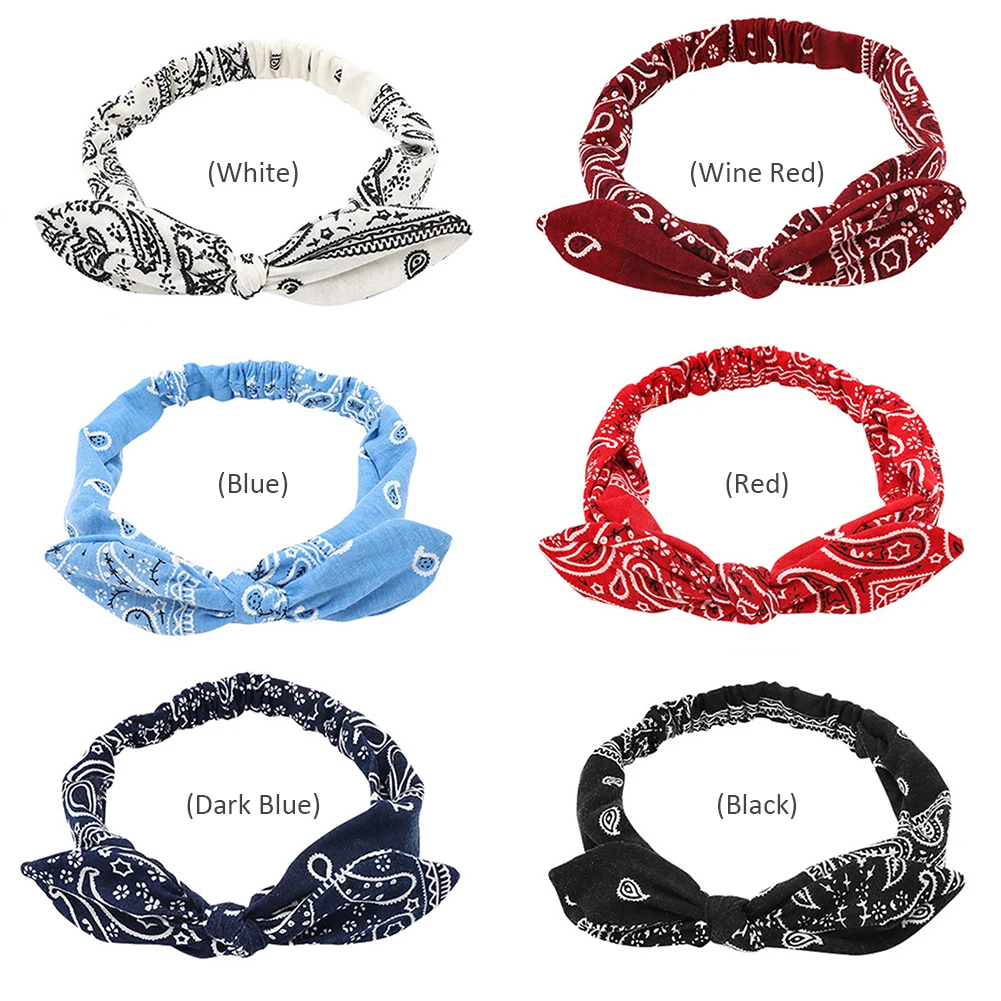 Повязка на голову Женская эластичная с принтом кроличьими ушками | Красота и