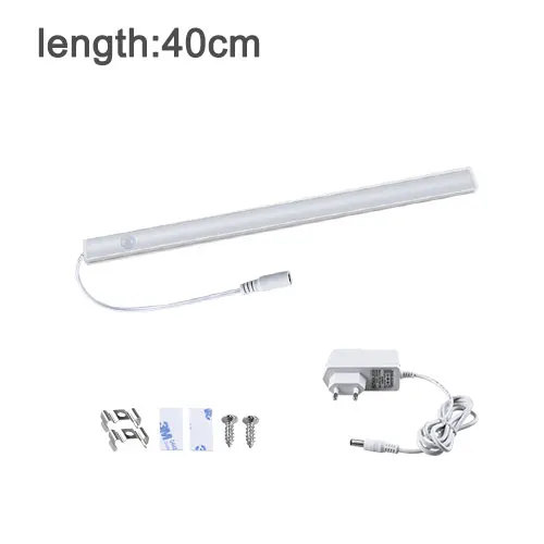 1x40cm with power DC 12 В светодиодный светильник шкаф спальня PIR датчик движения под кухонный шкаф светильник s светодиодный датчик движения шкаф Ночной светильник Настенный светильник - Цвет: 1x40cm with power