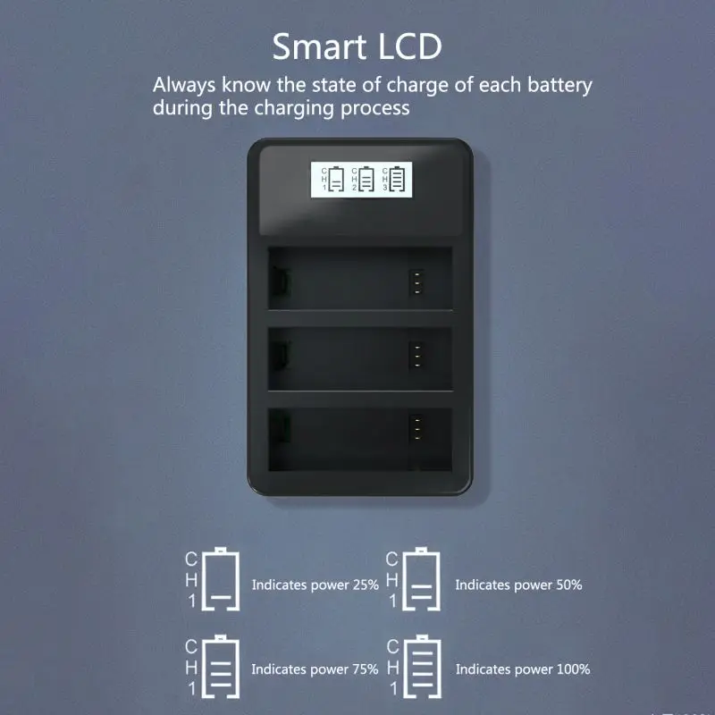 Для Osmo Action battery 3 шт Chager для DJ camera с интеллектуальным ЖК-дисплеем защита от зарядки