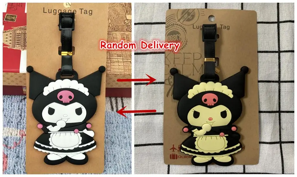 see chart Kuromi аниме Багажная Бирка ПВХ Подвески портативный дорожный ярлык Чемодан Адрес держатель багажа ярлыки новые подарки унисекс - Цвет: see chart