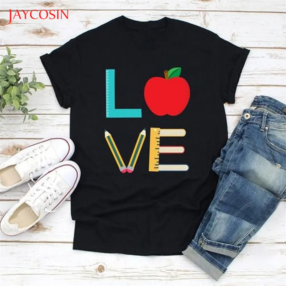 Jaycosin Love Apple футболки для женщин День Святого Валентина хлопковые повседневные