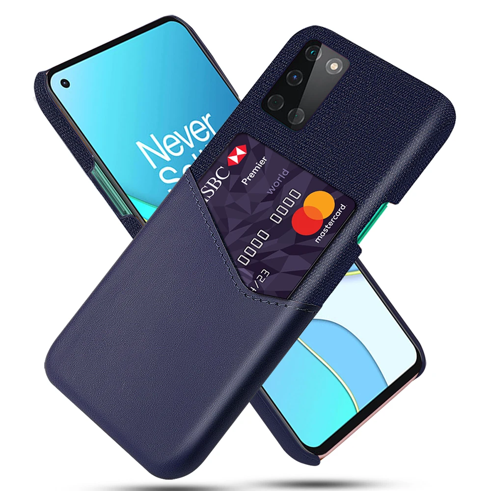 

For OnePlus 8T Shockproof Case for OnePlus 5T 6 6T 7 7T 8 Pro Business Fabric + Luxury Leather Card Holder Fitted Cover