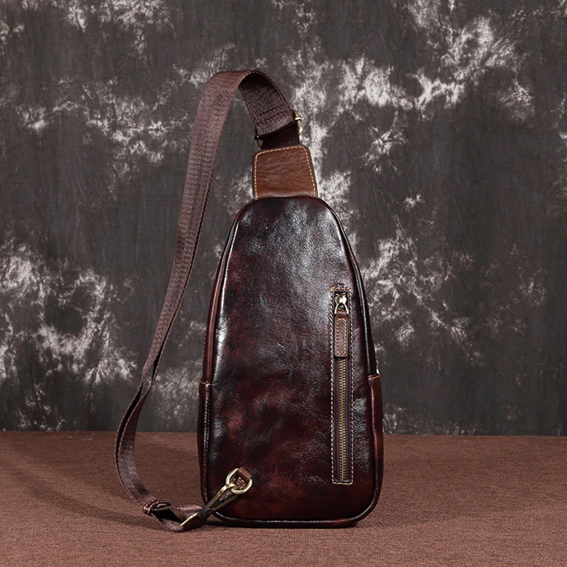 Мужской рюкзак-слинг на одно плечо из натуральной кожи | Багаж и сумки