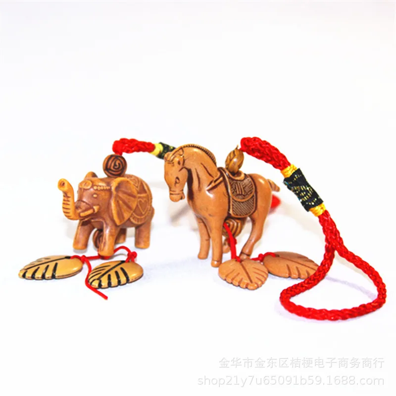 FIMAODZ персиковый деревянный брелок в виде слона лошадь плетеная веревка винтажный