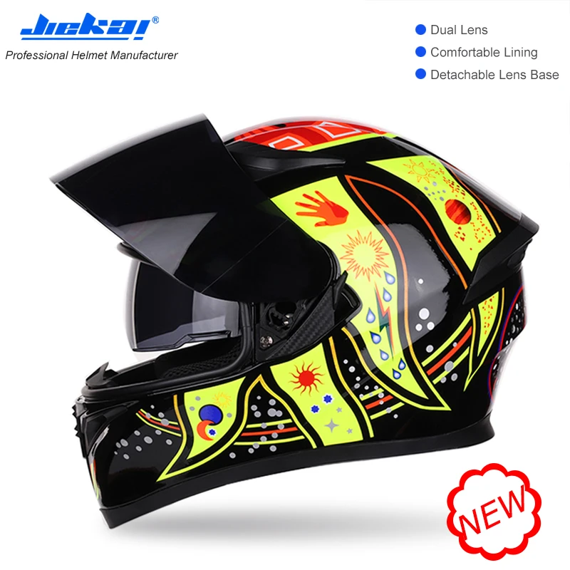 Full Face Motorcycle Helmet 2 Windshield Quick Release Lens Safe Casco Casque Motorbike Racing DOT Approved | Автомобили и