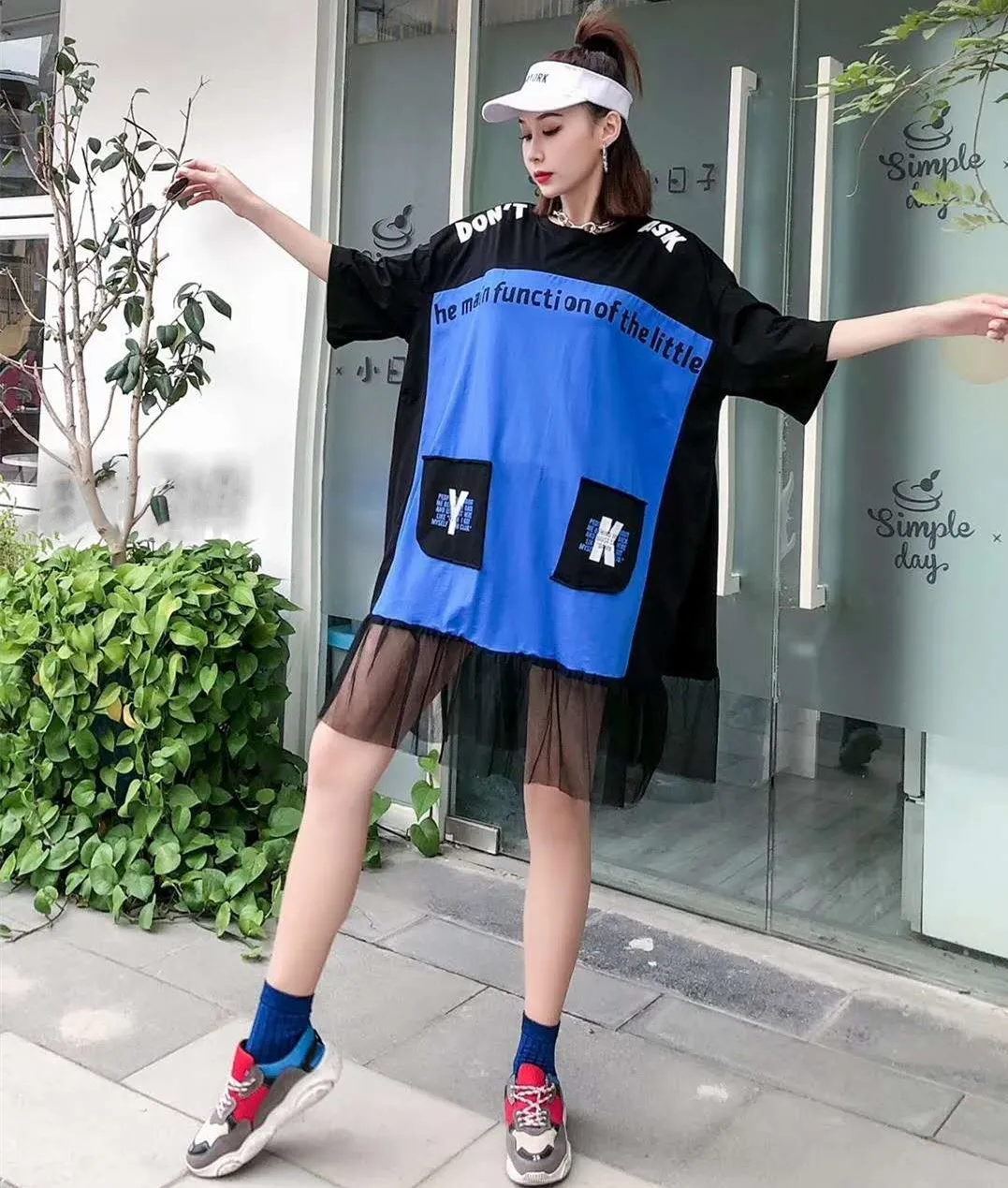 Женское платье в стиле пэчворк QING MO голубое или оранжевое свободного покроя