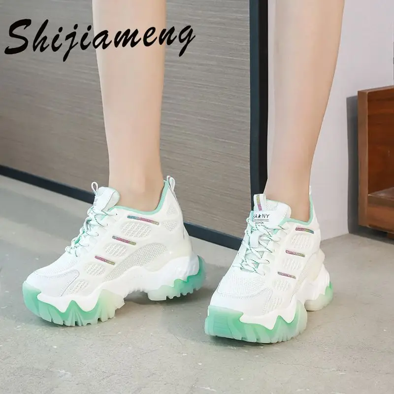 

High rise fashion casual father shoes women's 2021 spring and summer new women's shoes color matching lace up sports shoes