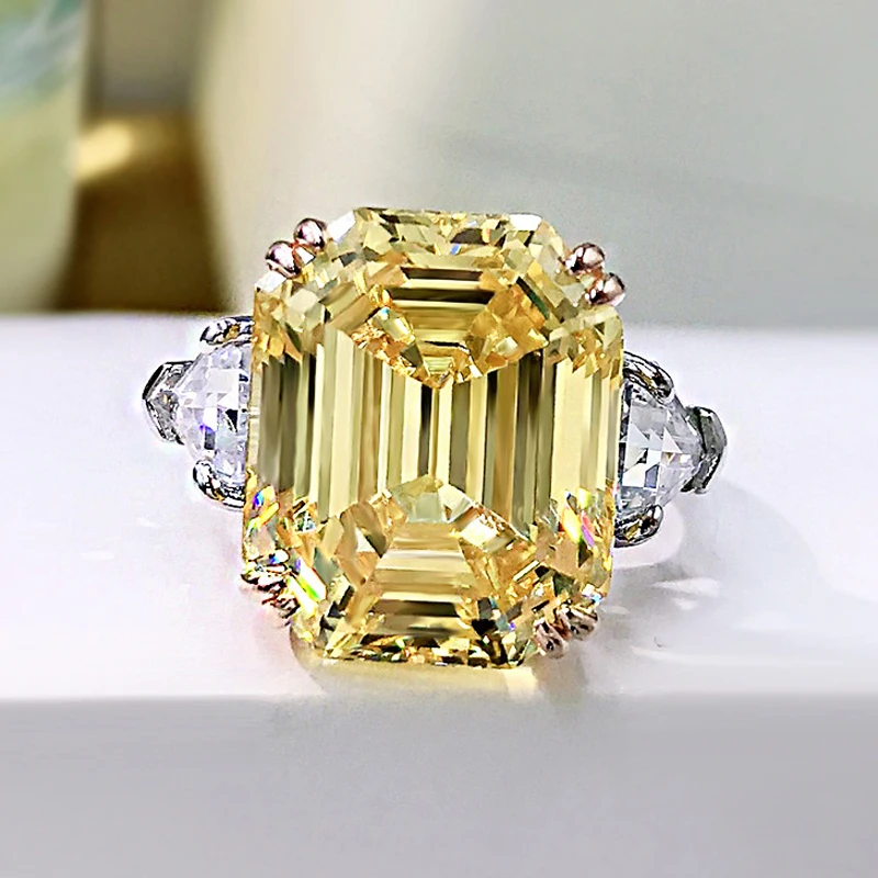 

Sterling Silver Sparkling 13*16mm Pink Yellow High Carbon Diamond Fine Jewelry Wedding Party Fine Jewelry Gifts