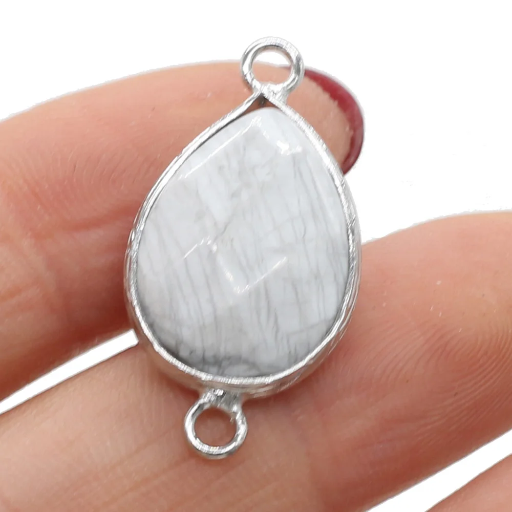 

10Pcs Natural Stone Charms Connector Drop Shape White Turquoise Pendants for Jewelry Making DIY Necklace Earring Ms Gift 14x27mm