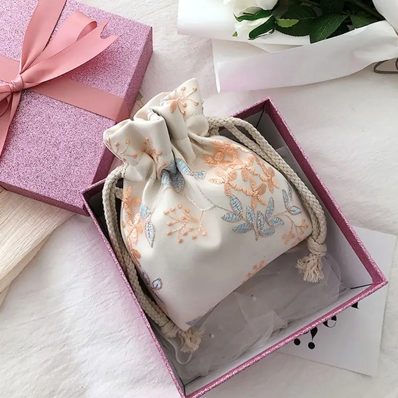 

Women Flower Lace Embroidery Ethnic Vintage Shoulder Bags Handbag Tote Drawstring Crossbody Satchel Purse New 2021