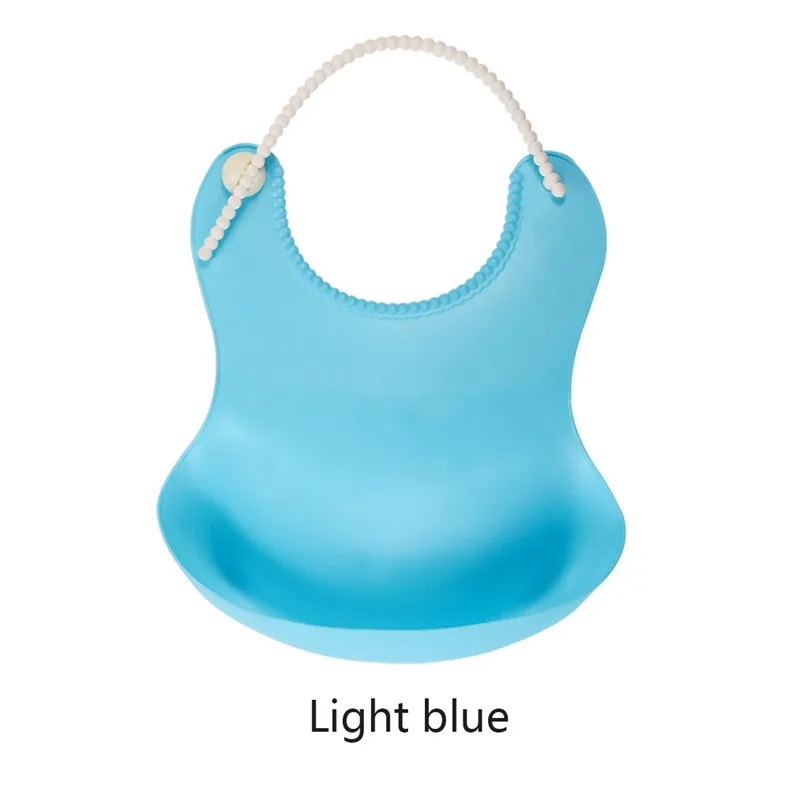 Light Blue Детские силиконовые гелевые нагрудники для младенцев, Мягкие Водонепроницаемые Слюнявчики, нагрудник малыша для кормления детей, бандана для мальчиков и девочек - Цвет: Light Blue