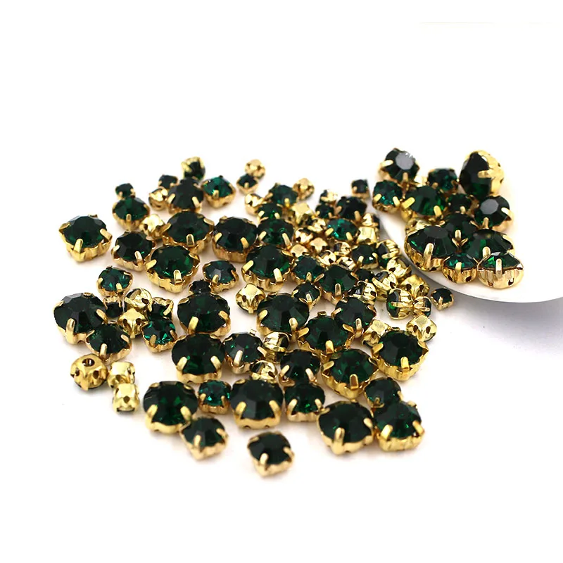 Новинка 100 оригинальные темно зеленые стеклянные стразы разных размеров для