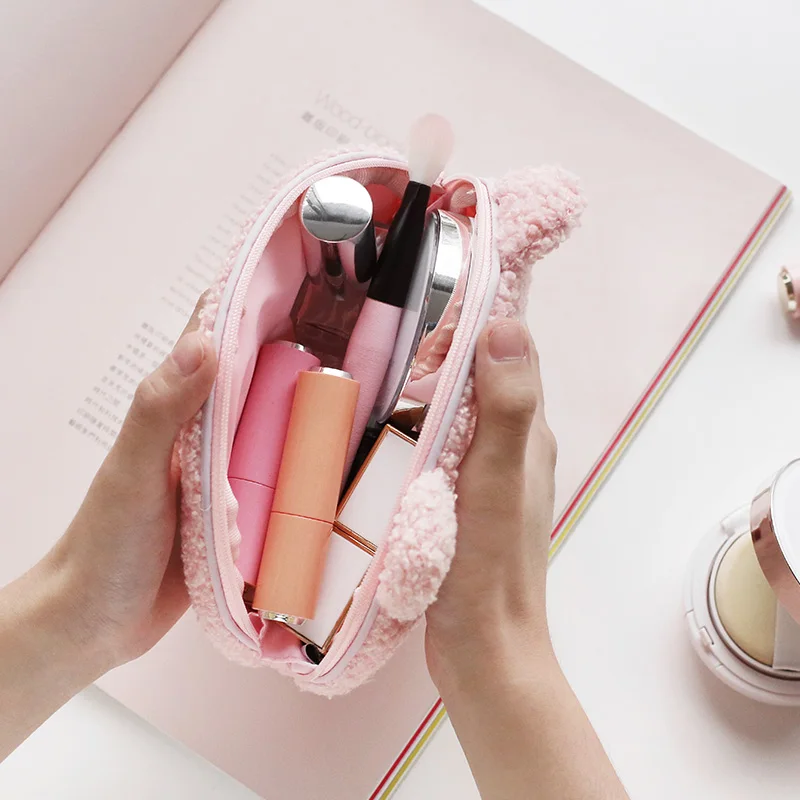 

2PCS/LOT plush family Pen Bag Cartoon Printed Cute Pig Student Pen Bag Personality Storage Bag pencil bag