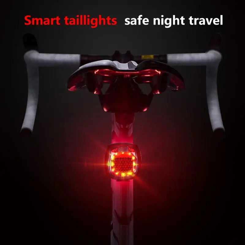 

Bicycle Smart Tail Light Safety Warning Light USB Rechargeable Waterproof