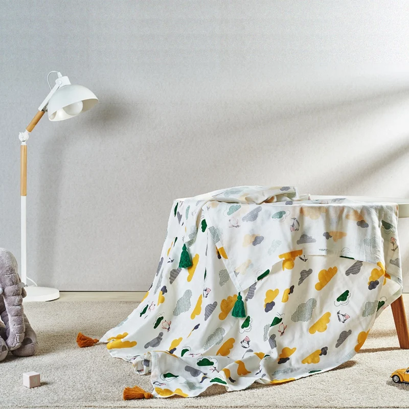 Теплое Двухслойное одеяло марля летнее бамбуковое хлопковое детское