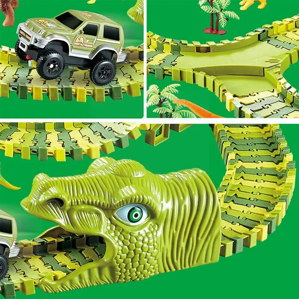 

Dinosaur Rail Car Toy Cartoon Animal Track Racing Car Toys Educational Gifts Model Child For Boys Rail DIY Dinosaur Figures M6E1
