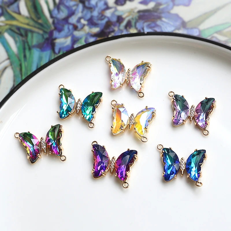

Glass decoration alloy Butterfly shape 20pcs/lot fashion diy jewelry earring/bracelet pendant accessory