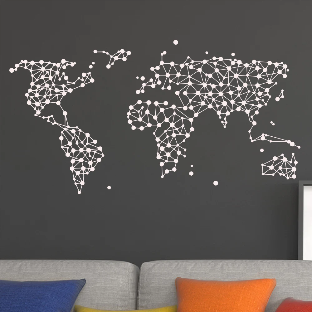 Геометрическая карта мира виниловая настенная наклейка s для дома гостиной