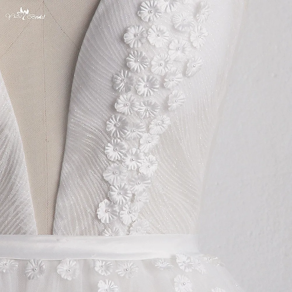 LZ400 Блестящий Жемчуг маленькие цветы свадебное платье v-образным вырезом без