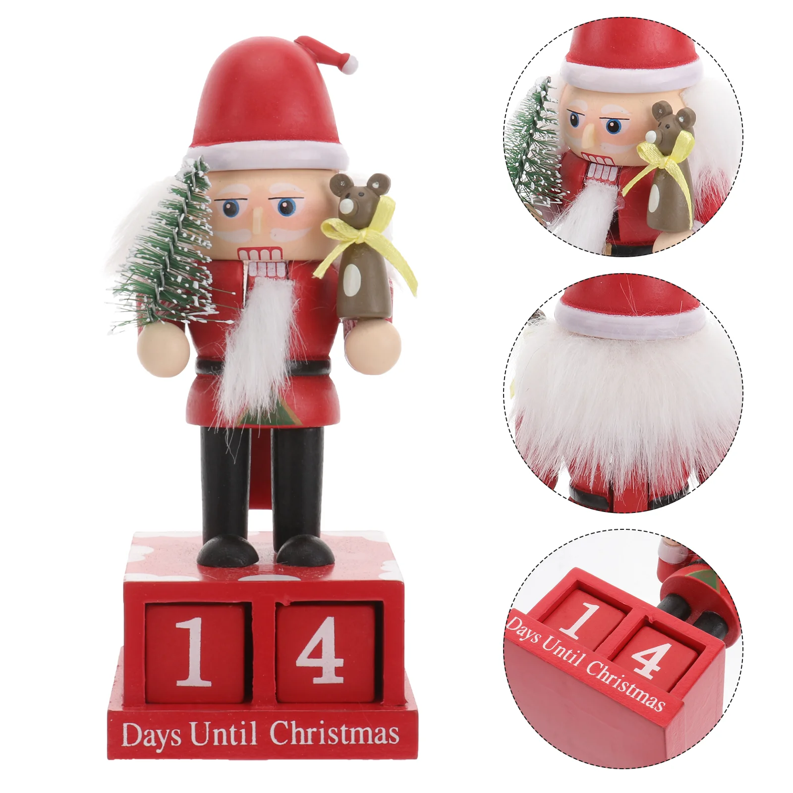 

Рождественское украшение для стола в виде орехового солдата, календарь с обратным отсчетом, кукла (стиль Санта-Клауса), Красный
