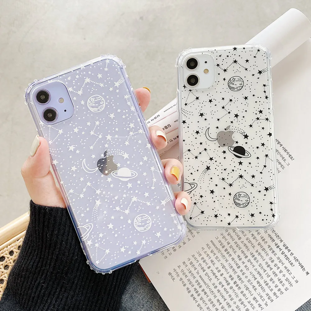 

Space Planet Clear Phone Case Samsung S21 A21 s A30 A50 A40 A51 A71 A70 A52 S10E S9 S10 S20 FE Note 20 9 10 plus Ultra Cover