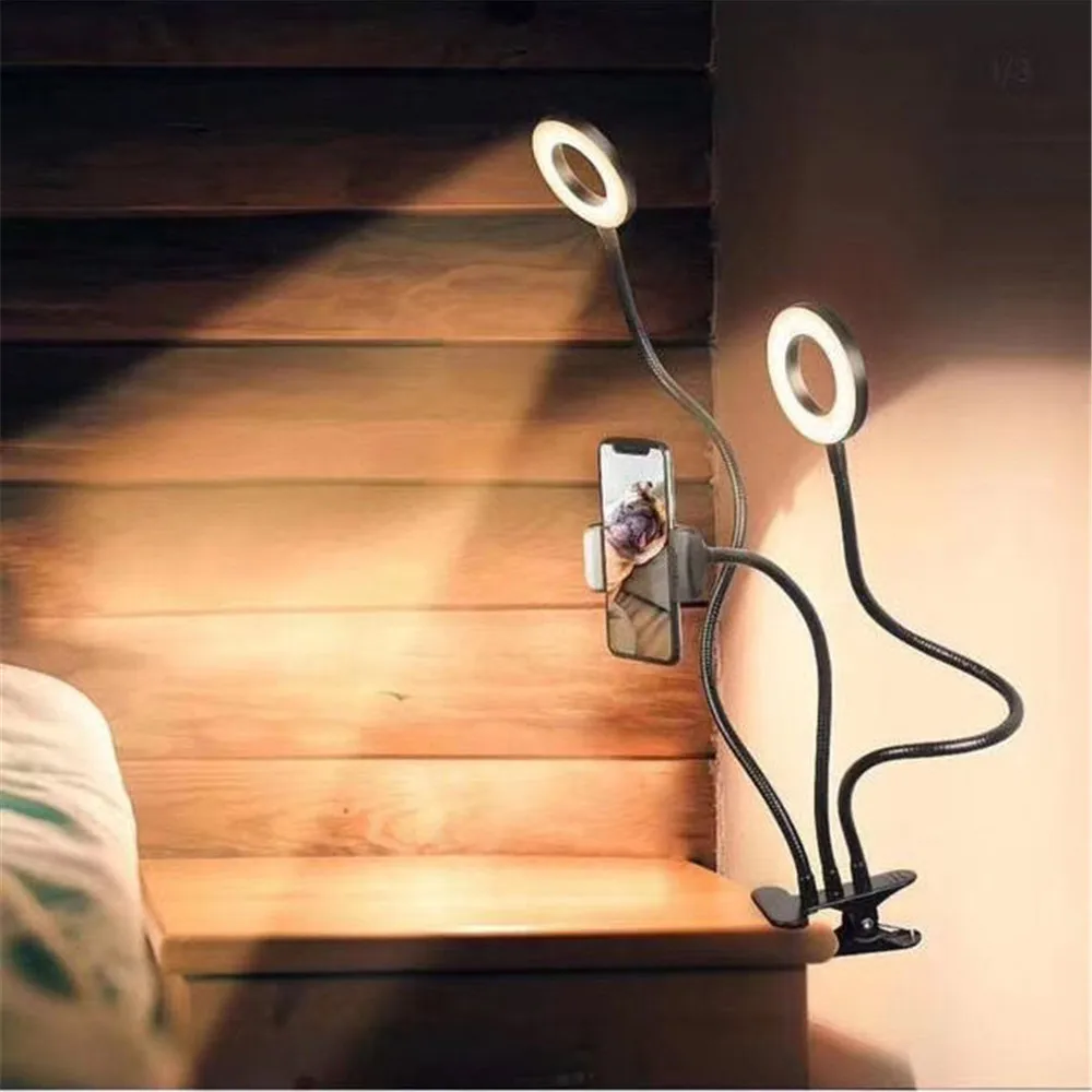 

2 in 1 LED Selfie Ring Light With Phone Holder Stand USB Photography Fill Lamp For Youtube Tiktok Live Stream Makeup Camera Lamp
