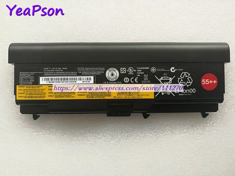 Аккумулятор Yeapson 42T4969 42T4802 для ноутбука Lenovo ThinkPad T420 T430 W510 W520 L420 11 1 В 8400 мАч - купить