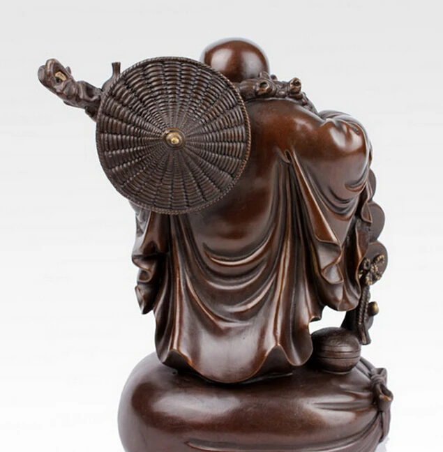 906 + 10 &quotКитай Бронзовый счастливый Майтрейя Будда монеты Тыква латунная Статуя