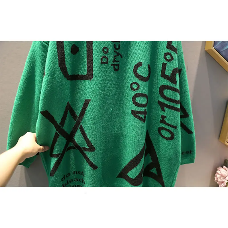 Knitted Geometrical Sweater Women Pullover 2019 Autumn Letter Small Fresh O Neck Full Sleeve Casual Style L551 | Женская одежда