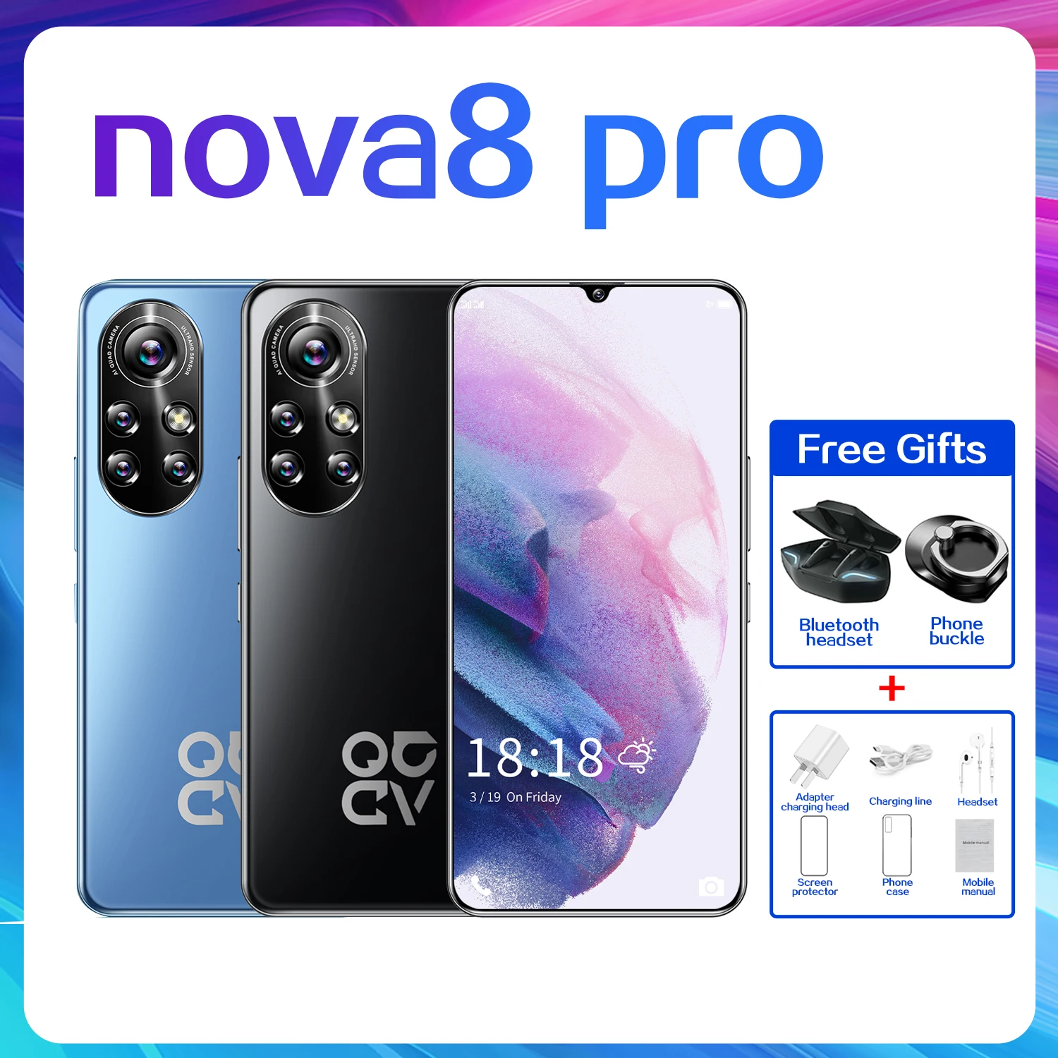 Глобальная версия Nova 8 pro 12 + 512 ГБ 6 дюймов смартфон 24 Мп 48 МП Двойная карточка для