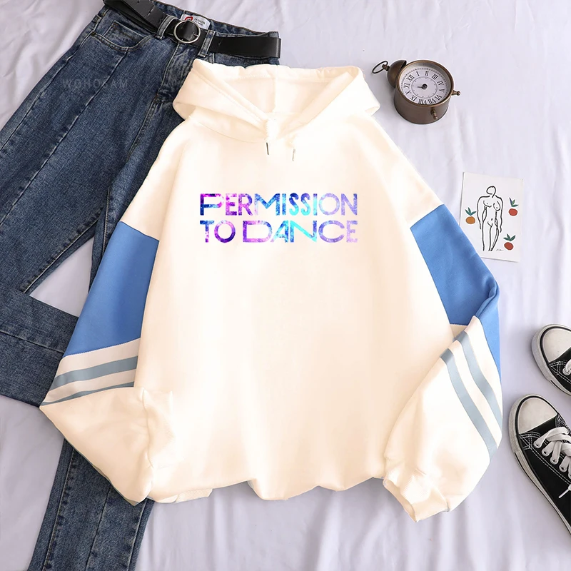 Harajuku Starry Sky PERMISSION TO DANCE Letter Printed Hoodies Men Popular Bangtan Boys Album KPOP Casual Loose Sweatshirt Women