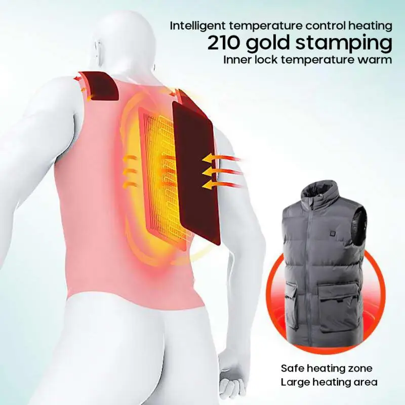 

New Men USB heating vest Electric Heated Vest Warm Vest Jacket Clothing Winter washable waterproof for outdoor sport Hiking
