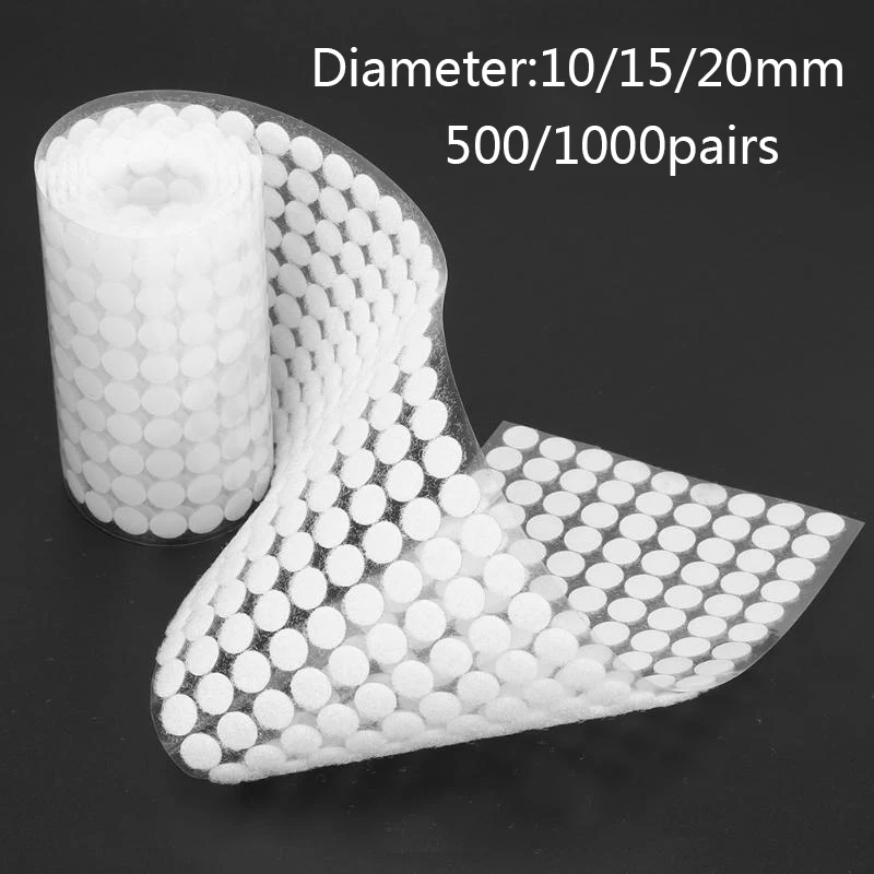 

1000Pairs Dots Self Adhesive Fastener Tape 10/15/20mm Disc Velcros Adhesive Strong Glue Magic Sticker Round Coins Hook Loop