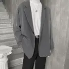 Мужские весенние свободные универсальные модные повседневные мужские костюмы в Корейском стиле ретро с одной пуговицей и карманами Ulzzang, шикарные топы в стиле Харадзюку